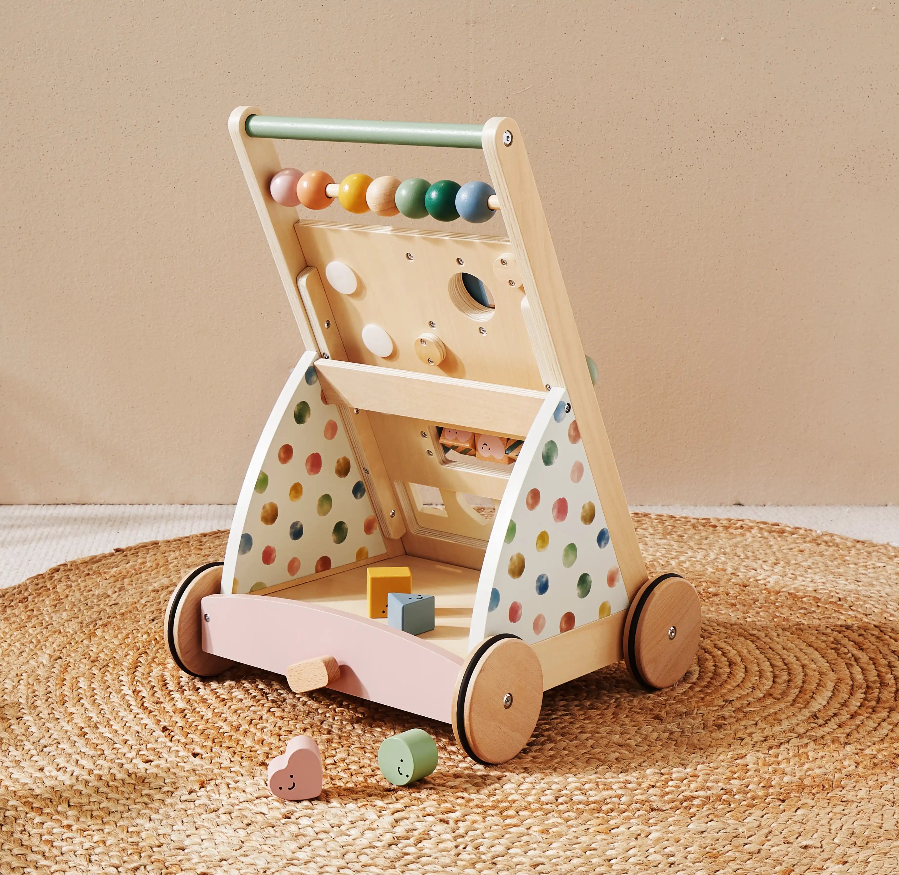 Montessori Natural Wooden Activity Walker