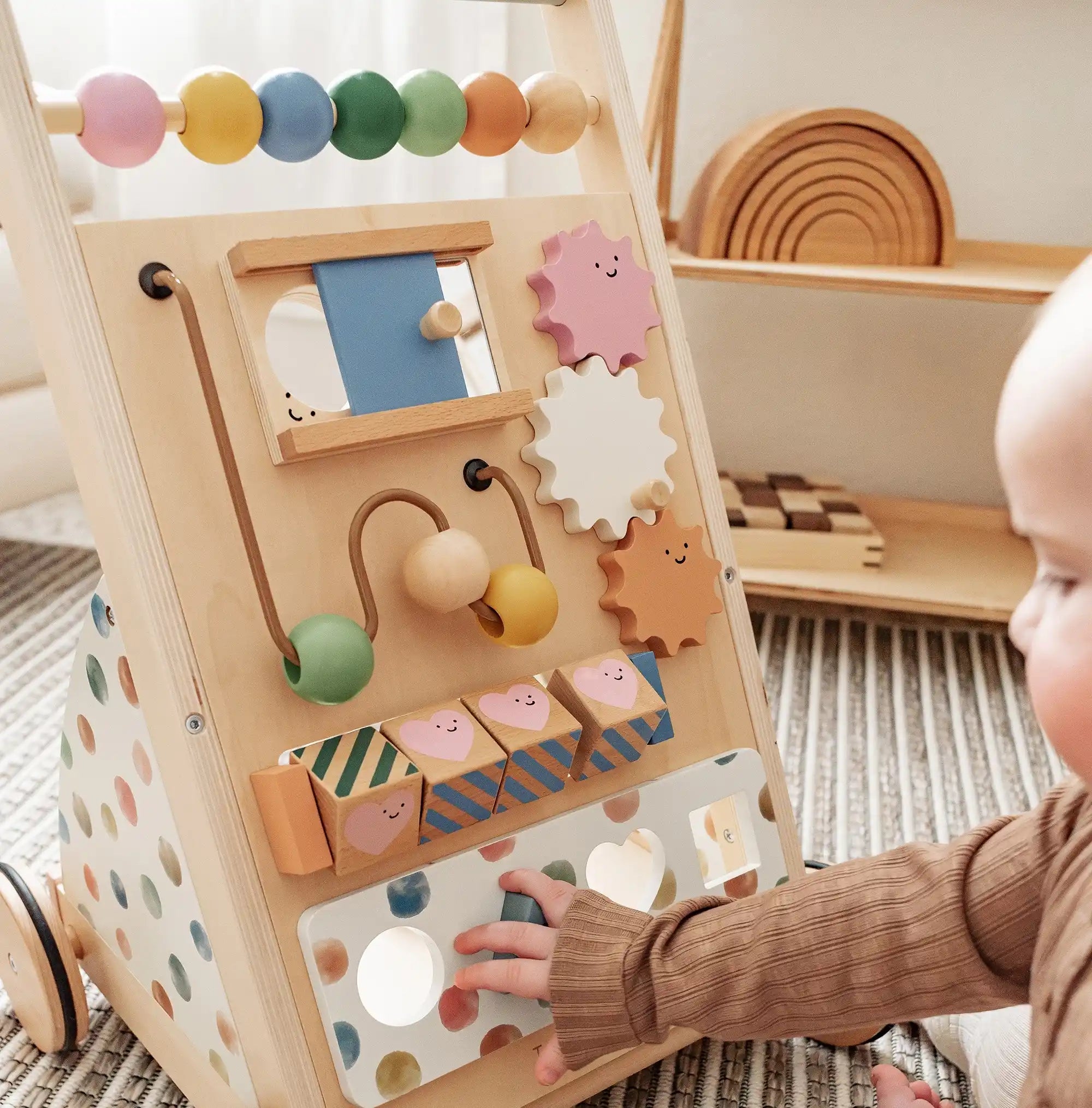 Montessori Natural Wooden Activity Walker