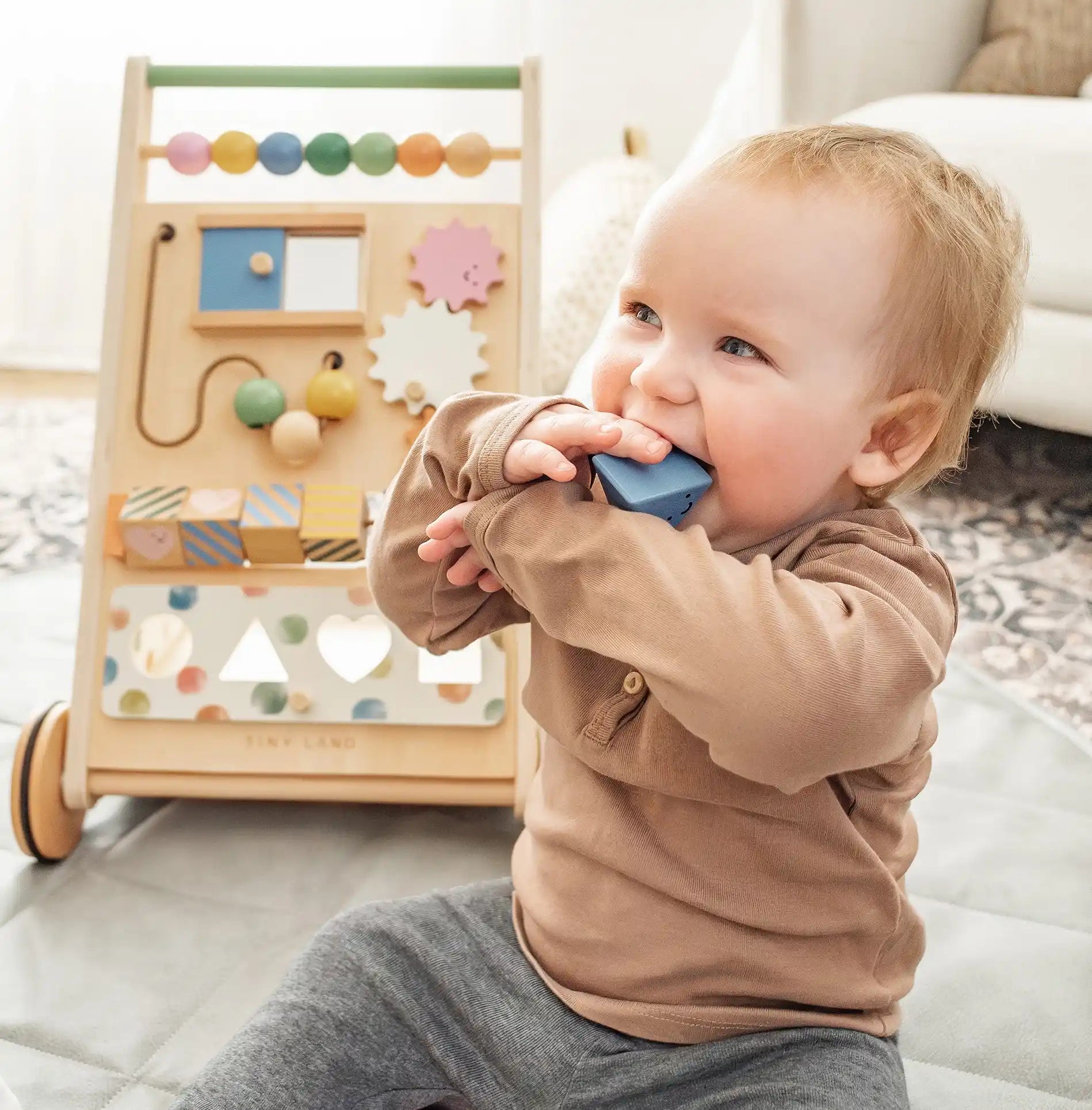 Montessori Natural Wooden Activity Walker